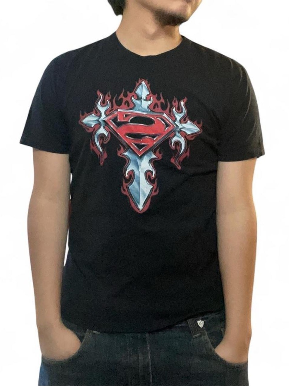 Superman Gothic Steel Logo‎ Black Graphic T-Shirt